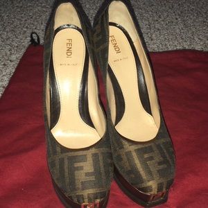 Brown Logo Fendista Heels